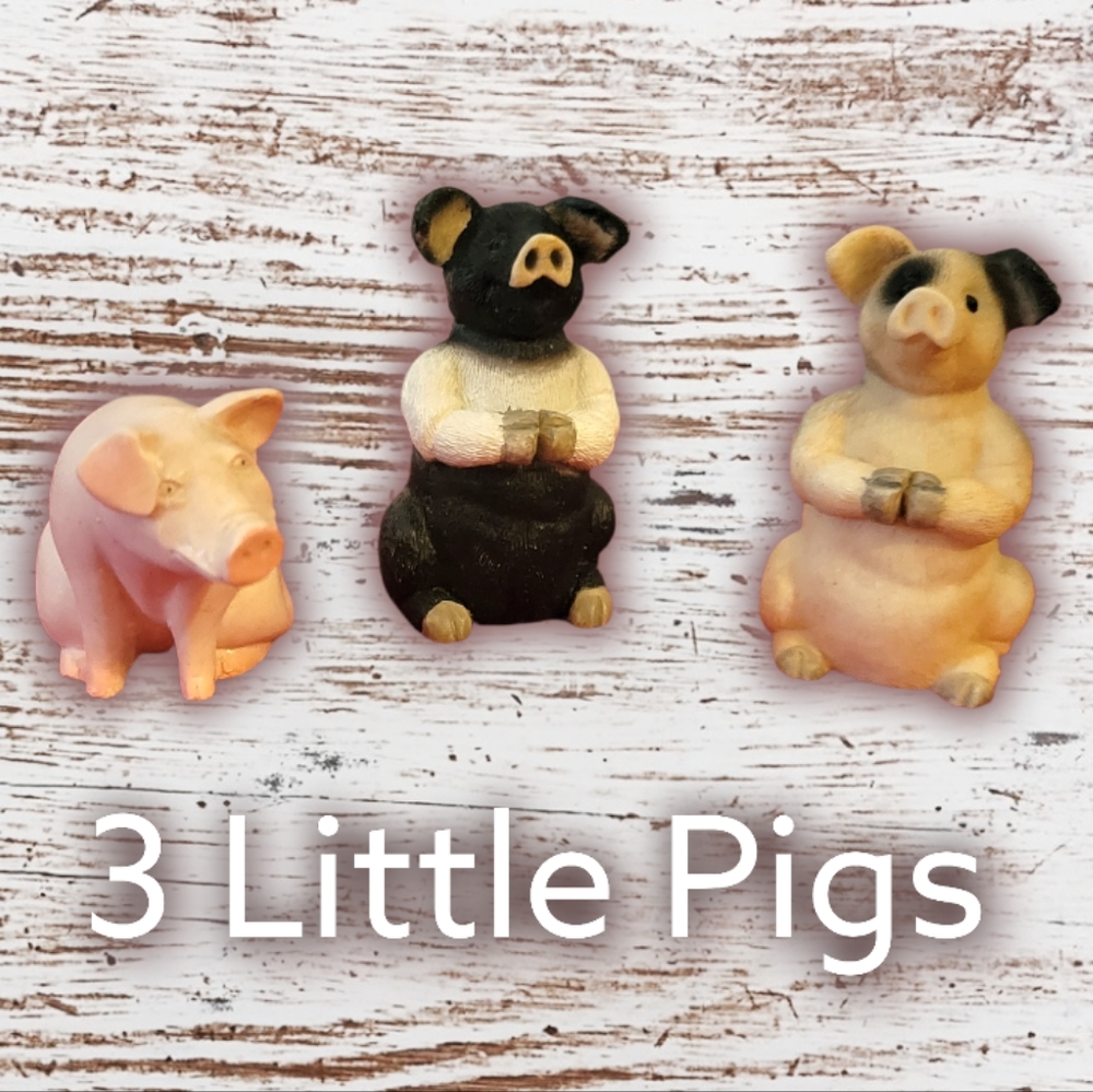Vtg The 3 Little Pigs Figurines